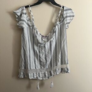 Cold Shoulder Tassel Top